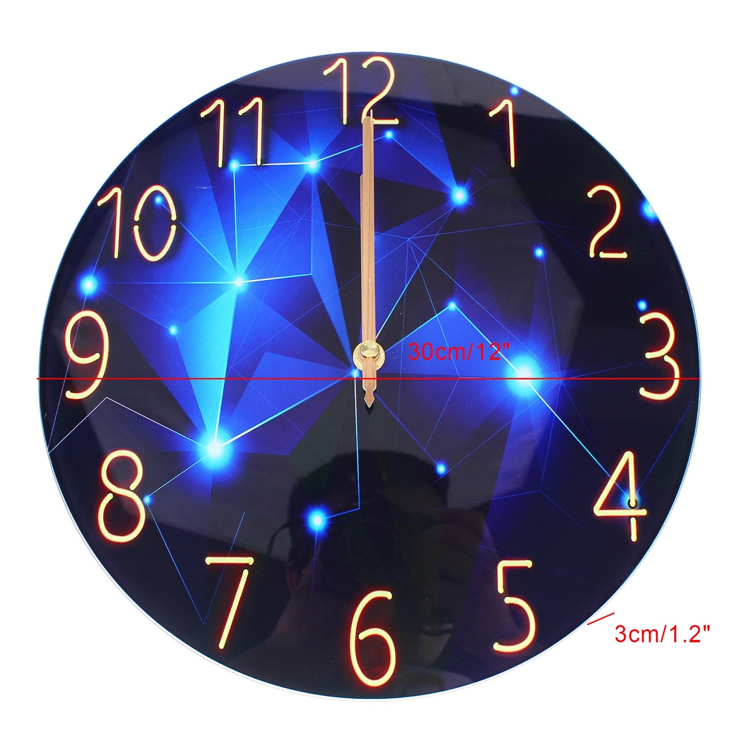 12inch Round Ultra-Thin Tempered Glass Wall Clock