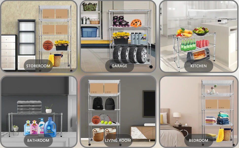 Heavy Duty 3-Shelf Shelving with Wheels