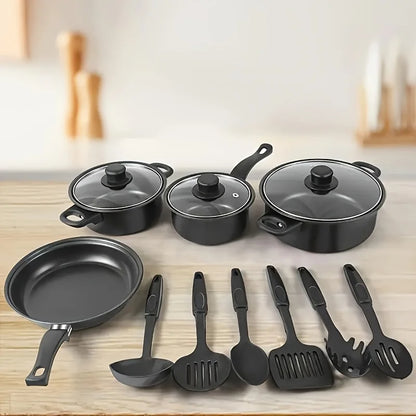 13-Piece Nonstick Cookware Set Black -