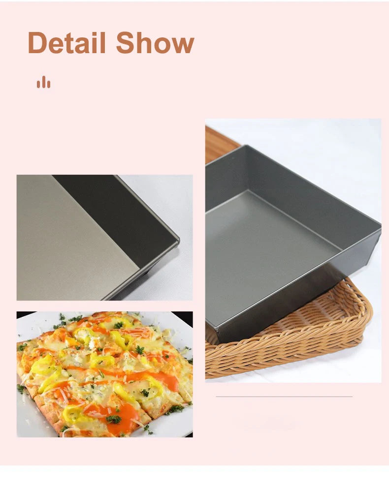 Detroit Style Pizza Pan 9 Inches Pizza Pan Aluminium Alloy Non-stick Plate Pan Deep Dish Bakeware Pizza Tray