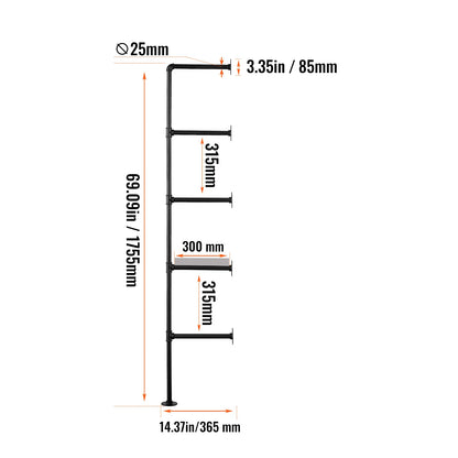 SucceBuy Industrial Pipe Shelf Wall-Mount Floating Rustic Wood Shelves Bracket Storage Rack Sundries Holder for Kitchen Bedroom