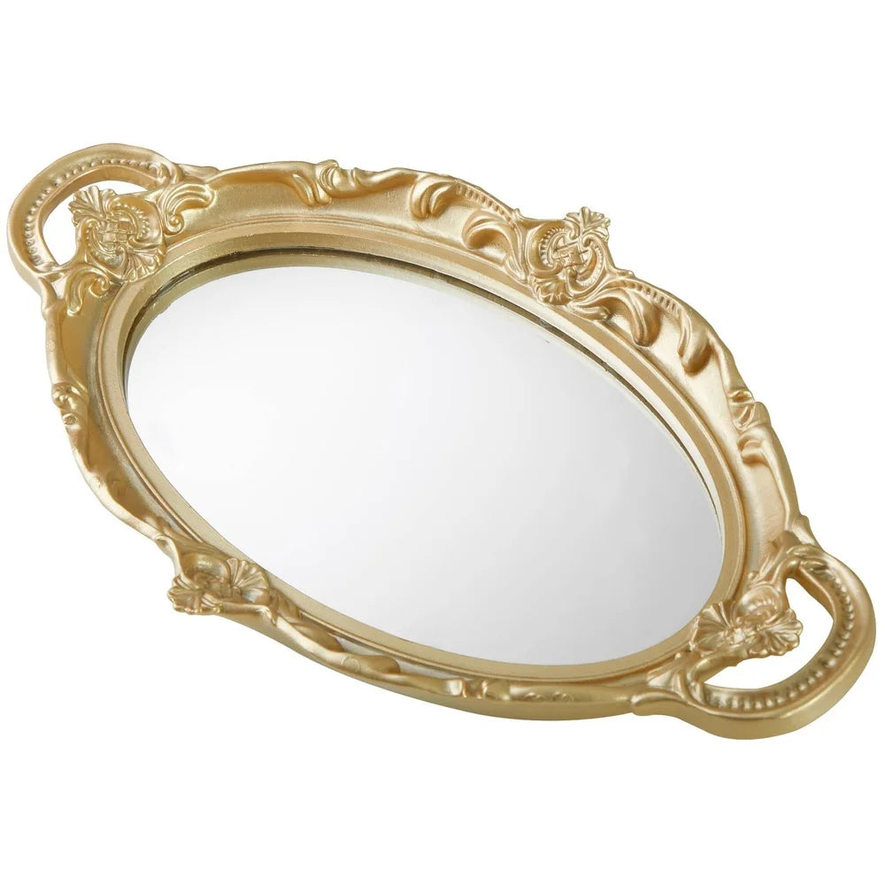 Gold Framed Mirror Tray Decorative Serving Tray