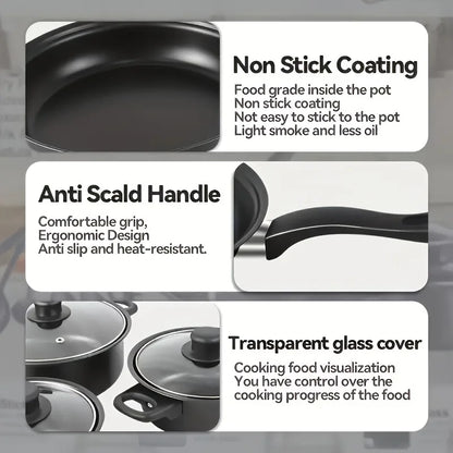 13-Piece Nonstick Cookware Set Black -