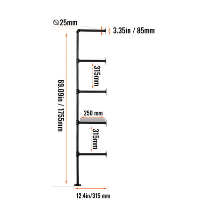 SucceBuy Industrial Pipe Shelf Wall-Mount Floating Rustic Wood Shelves Bracket Storage Rack Sundries Holder for Kitchen Bedroom