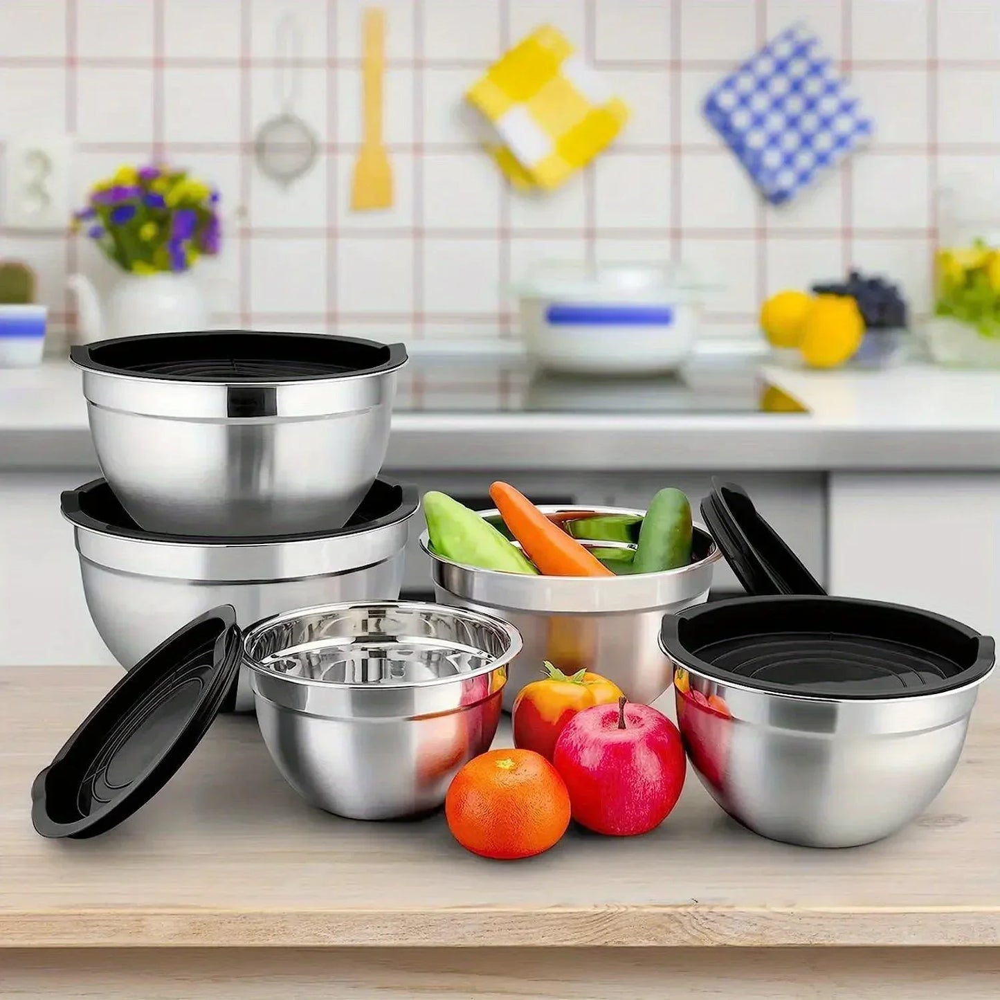 5-Piece Stainless Steel Nesting Mixing Bowl Set