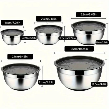 5-Piece Stainless Steel Nesting Mixing Bowl Set
