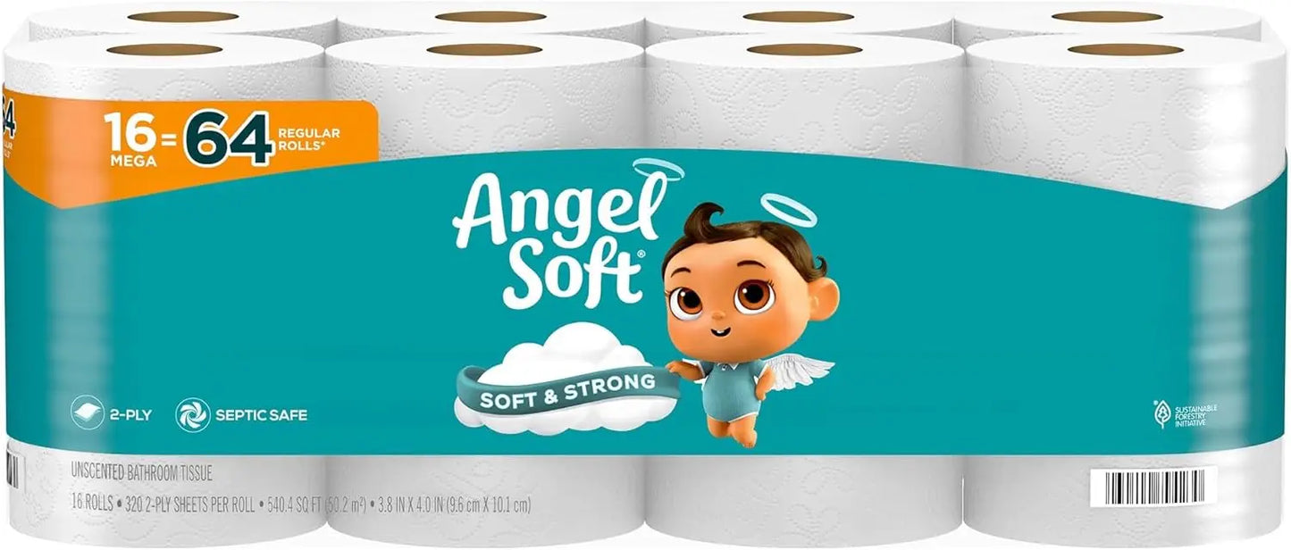 Soft Toilet Paper, 4/8/16/48 Mega Rolls
