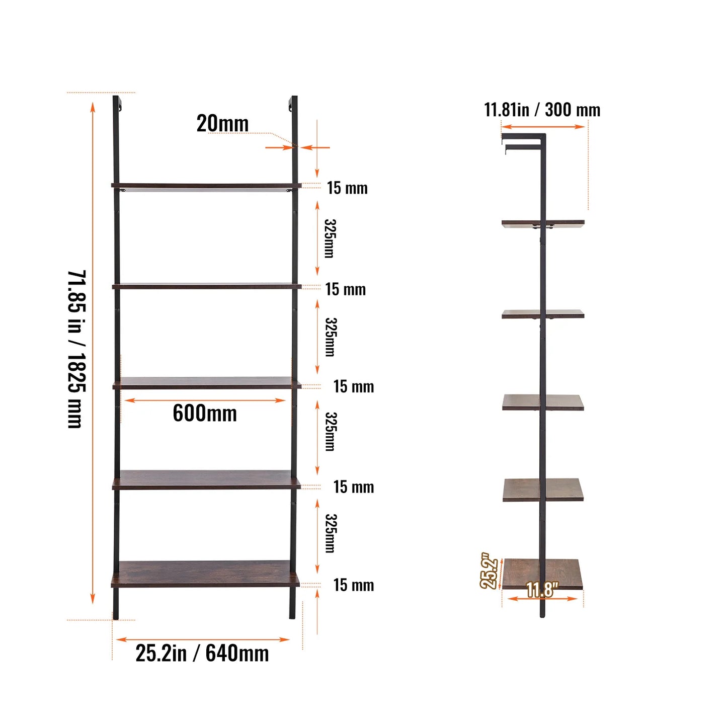 SucceBuy Industrial Pipe Shelf Wall-Mount Floating Rustic Wood Shelves Bracket Storage Rack Sundries Holder for Kitchen Bedroom