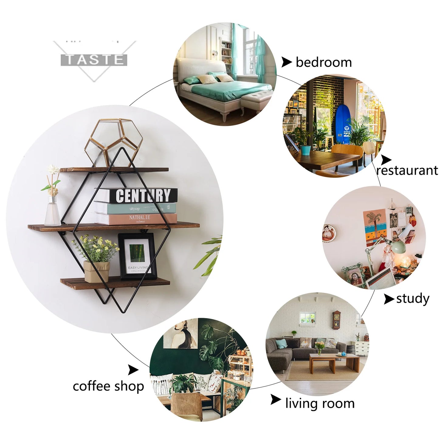 Wall Mounted Wooden Floating Shelves Decorative Kitchen Wall Display Shelf