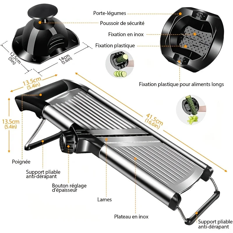 Stainless Steel Mandoline Slicer with 5 Blades