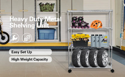 Heavy Duty 3-Shelf Shelving with Wheels