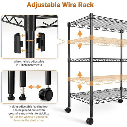 Heavy Duty 3-Shelf Shelving with Wheels
