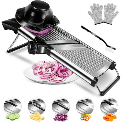 Stainless Steel Mandoline Slicer with 5 Blades