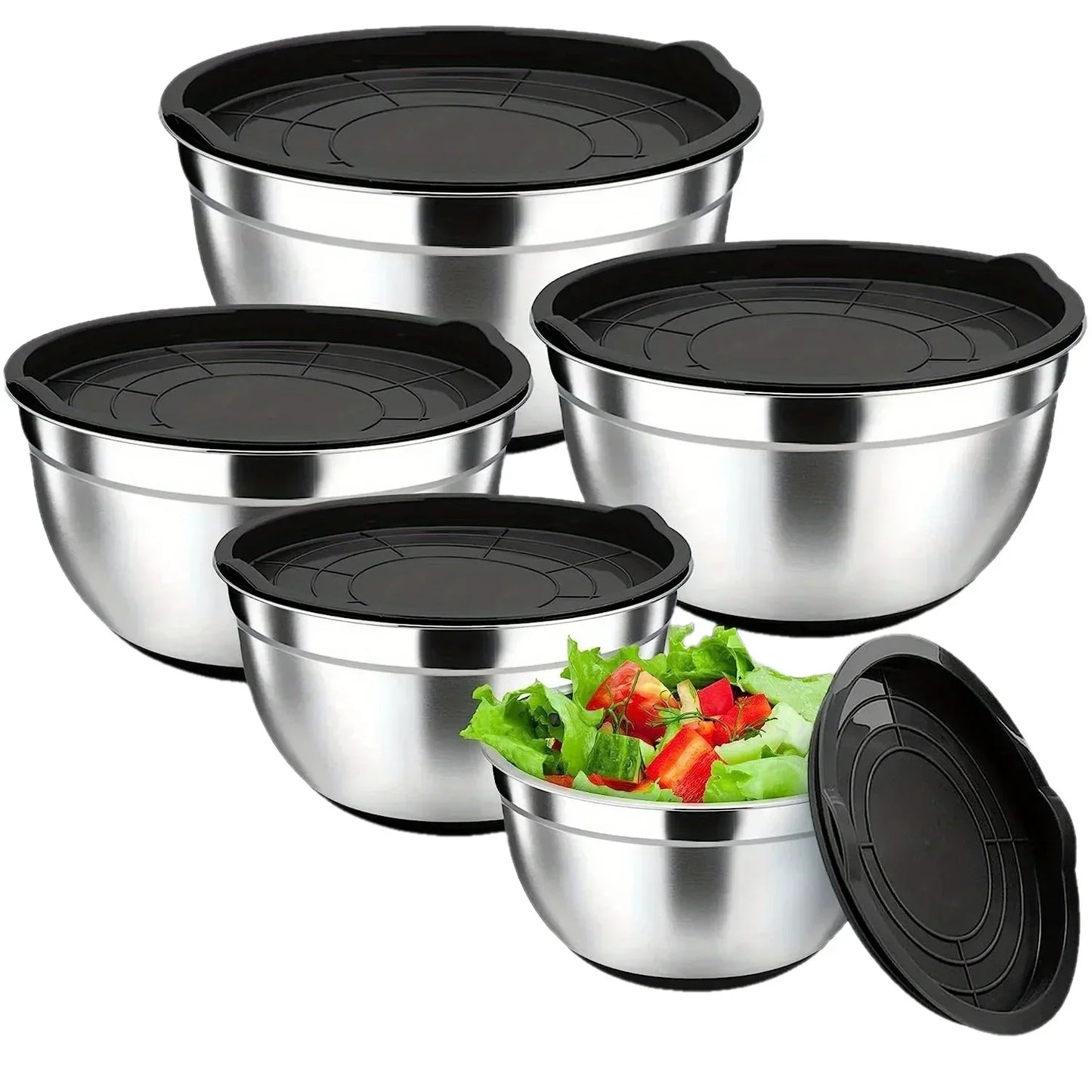 5-Piece Stainless Steel Nesting Mixing Bowl Set