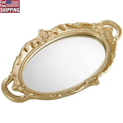 Gold Framed Mirror Tray Decorative Serving Tray