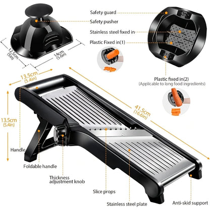 Stainless Steel Mandoline Slicer with 5 Blades