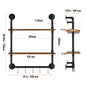 SucceBuy Industrial Pipe Shelf Wall-Mount Floating Rustic Wood Shelves Bracket Storage Rack Sundries Holder for Kitchen Bedroom