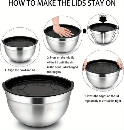 5-Piece Stainless Steel Nesting Mixing Bowl Set