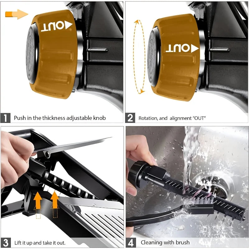 Stainless Steel Mandoline Slicer with 5 Blades