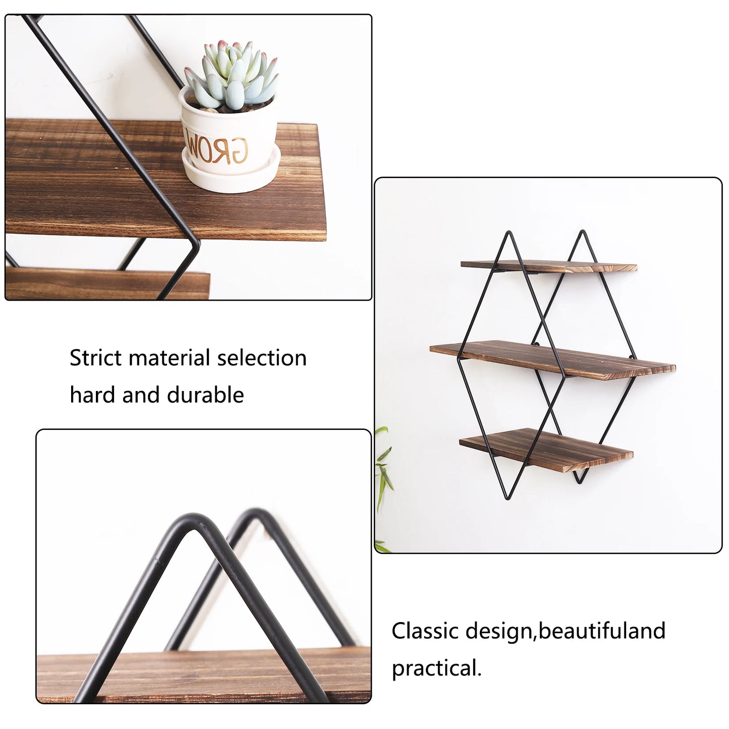 Wall Mounted Wooden Floating Shelves Decorative Kitchen Wall Display Shelf