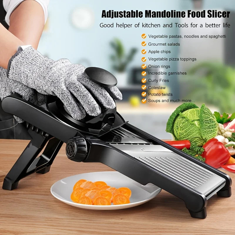 Stainless Steel Mandoline Slicer with 5 Blades