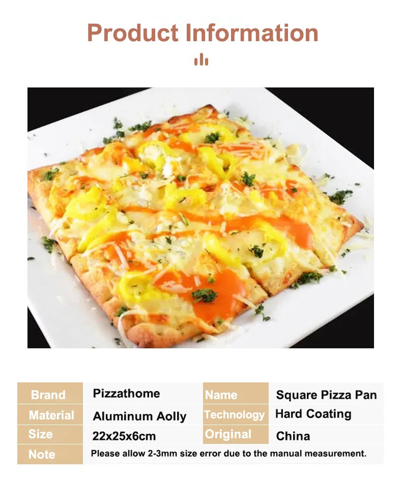 Detroit Style Pizza Pan 9 Inches Pizza Pan Aluminium Alloy Non-stick Plate Pan Deep Dish Bakeware Pizza Tray