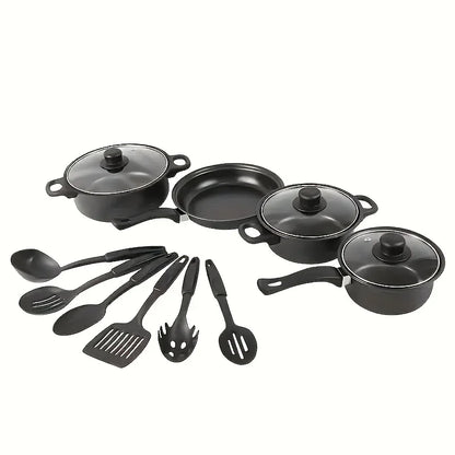 13-Piece Nonstick Cookware Set Black -